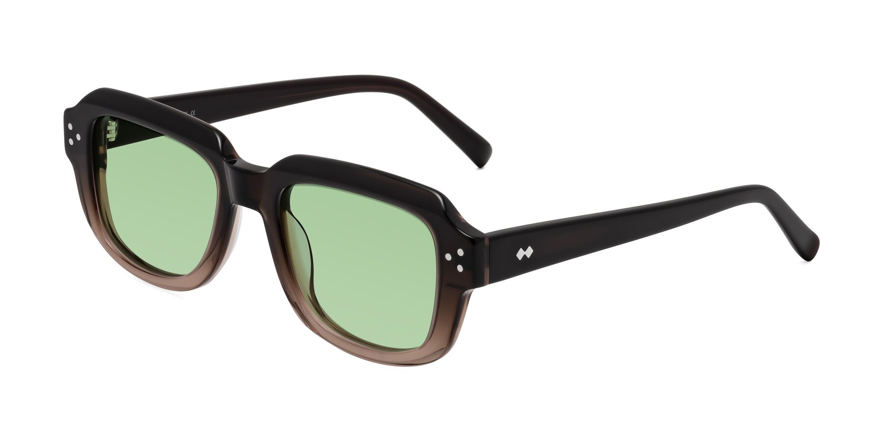 Angle of Bruges in Gradient Brown with Medium Green Tinted Lenses