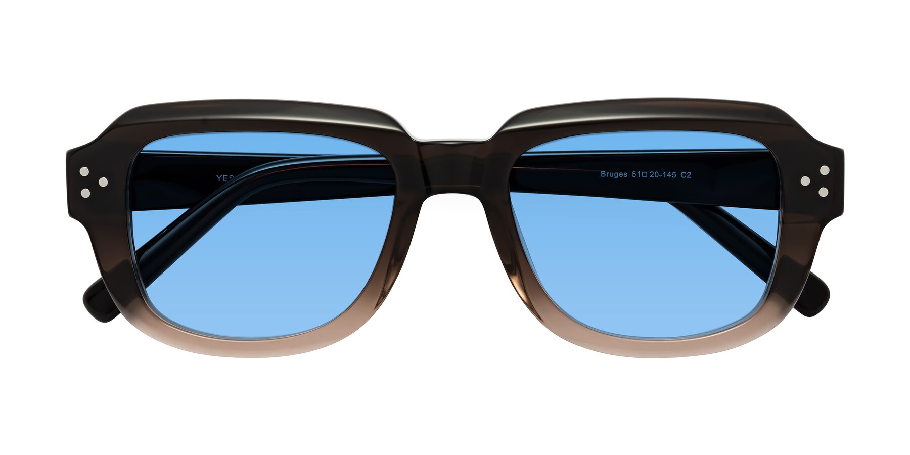 Folded Front of Bruges in Gradient Brown with Medium Blue Tinted Lenses