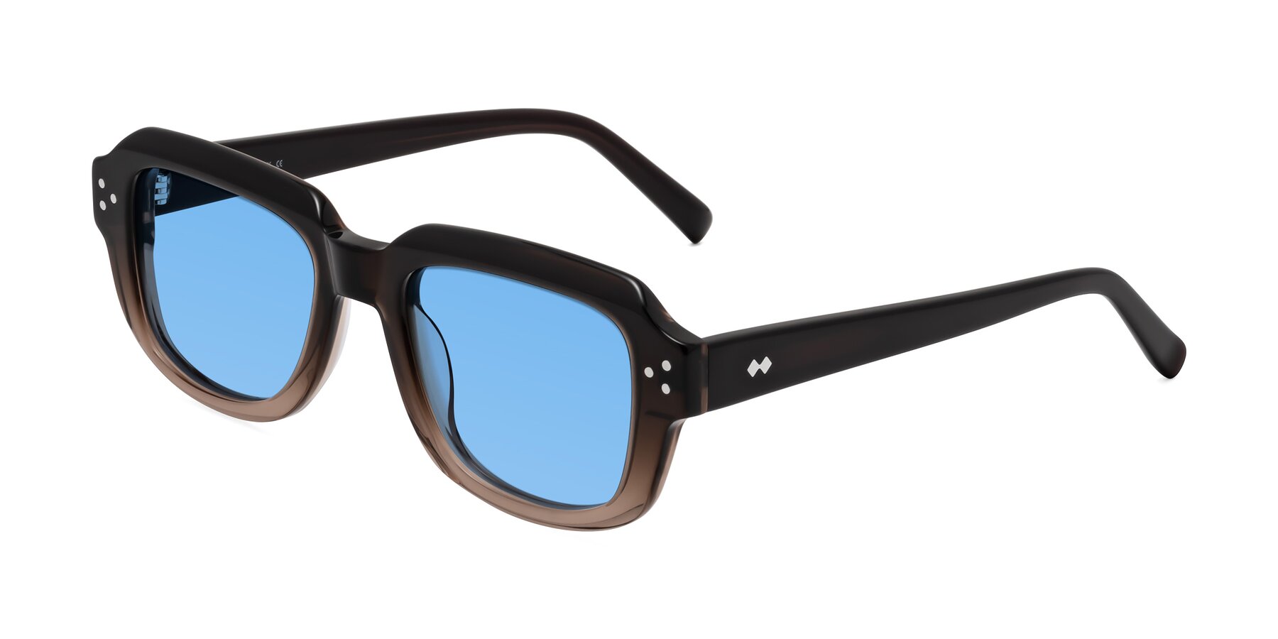 Angle of Bruges in Gradient Brown with Medium Blue Tinted Lenses