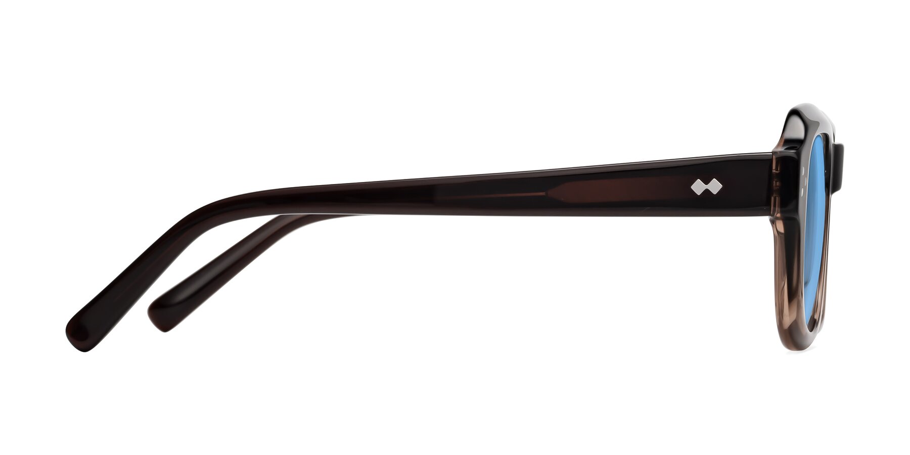 Side of Bruges in Gradient Brown with Medium Blue Tinted Lenses