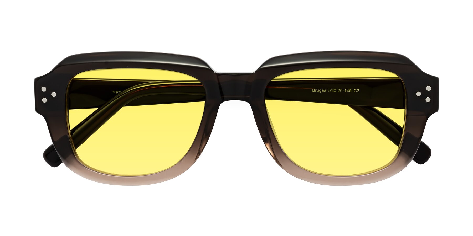 Folded Front of Bruges in Gradient Brown with Medium Yellow Tinted Lenses