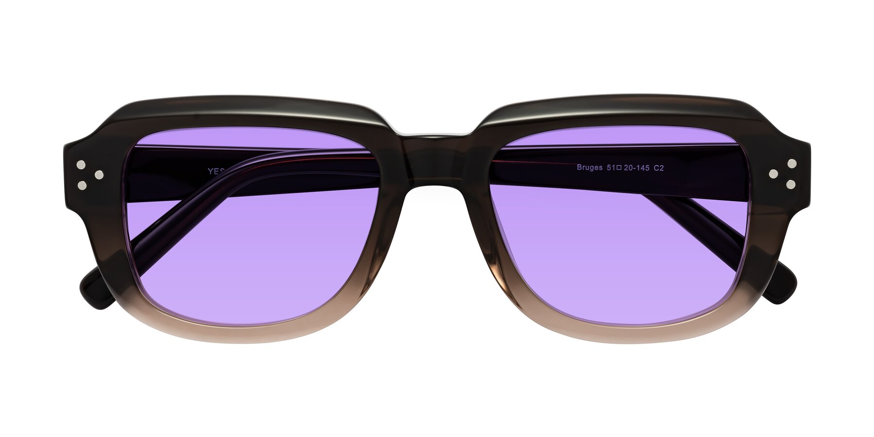 Folded Front of Bruges in Gradient Brown with Medium Purple Tinted Lenses