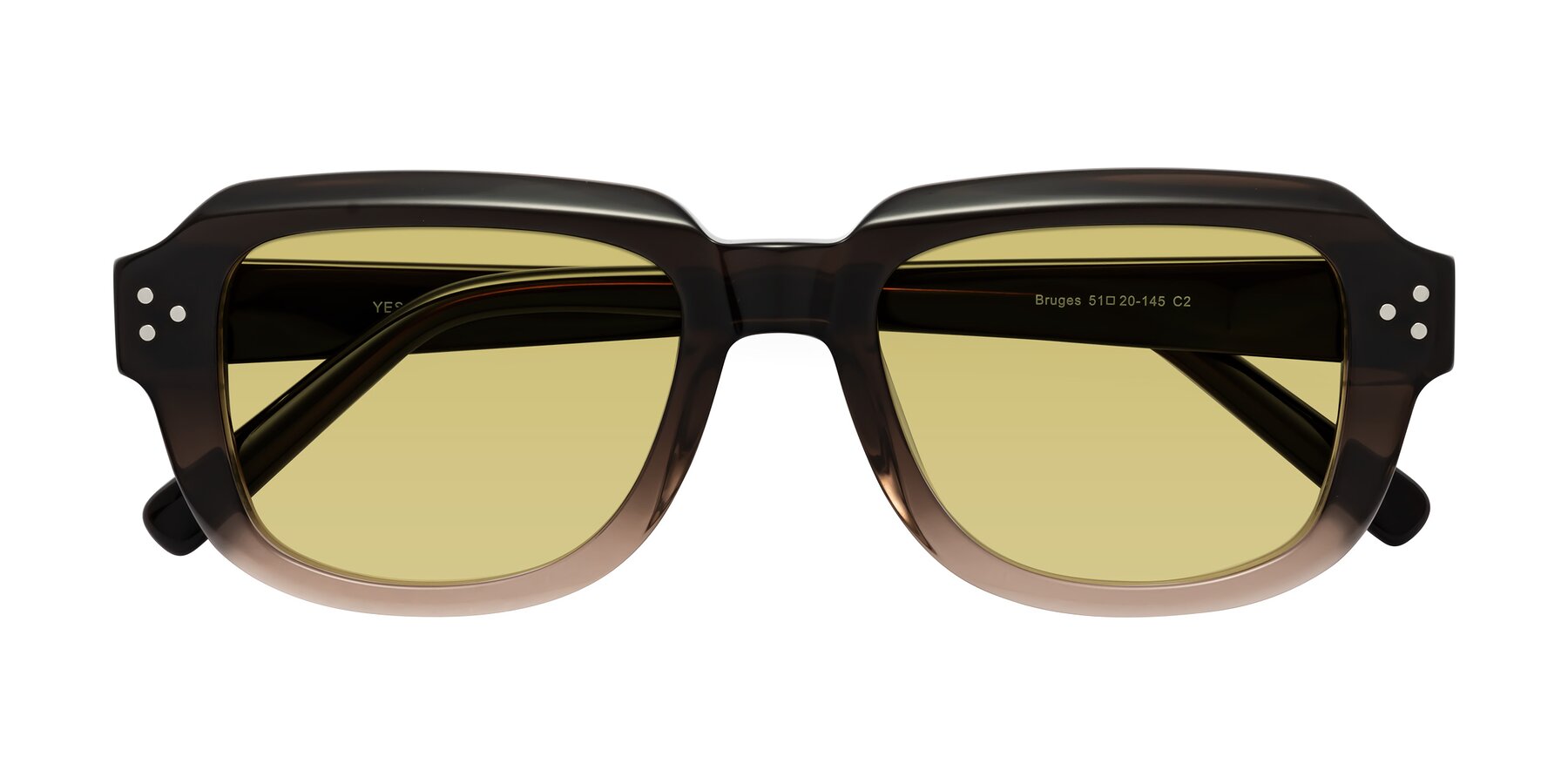 Folded Front of Bruges in Gradient Brown with Medium Champagne Tinted Lenses