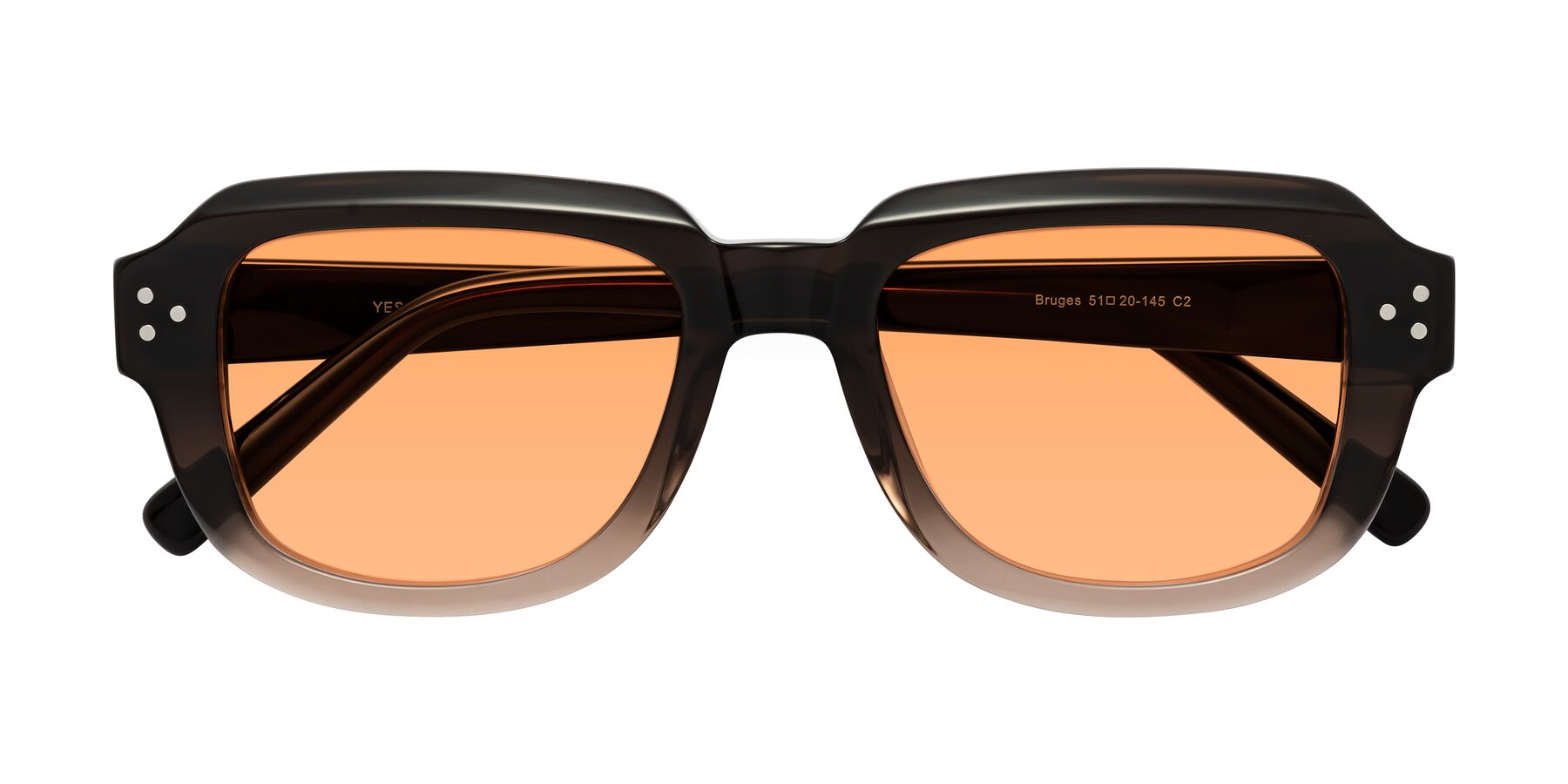 Folded Front of Bruges in Gradient Brown with Medium Orange Tinted Lenses