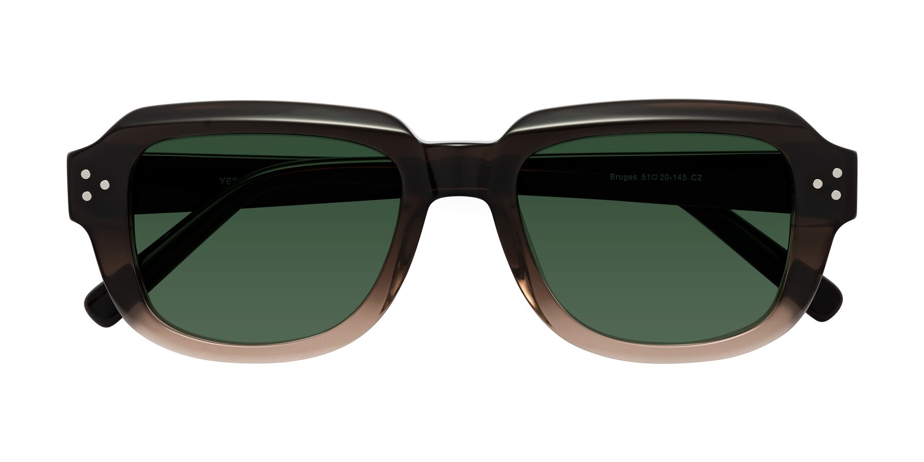 Folded Front of Bruges in Gradient Brown with Green Tinted Lenses