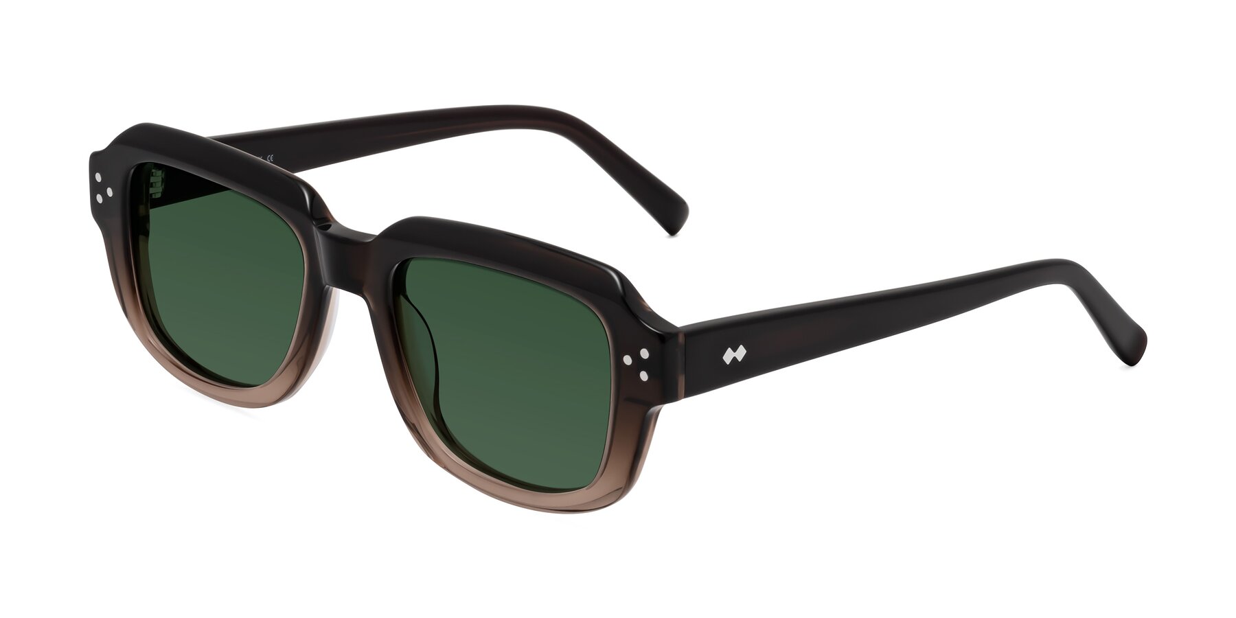 Angle of Bruges in Gradient Brown with Green Tinted Lenses