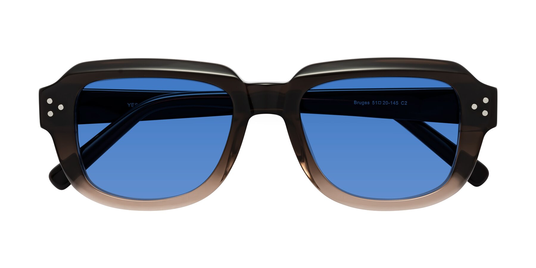 Folded Front of Bruges in Gradient Brown with Blue Tinted Lenses