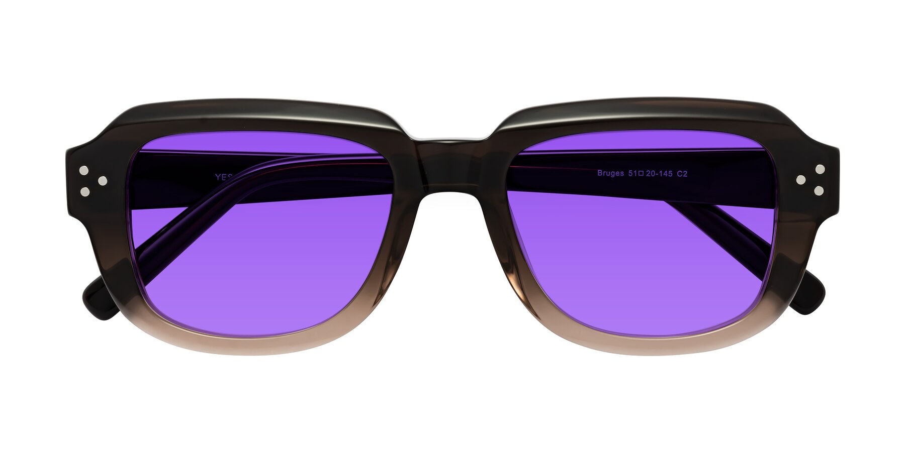 Folded Front of Bruges in Gradient Brown with Purple Tinted Lenses