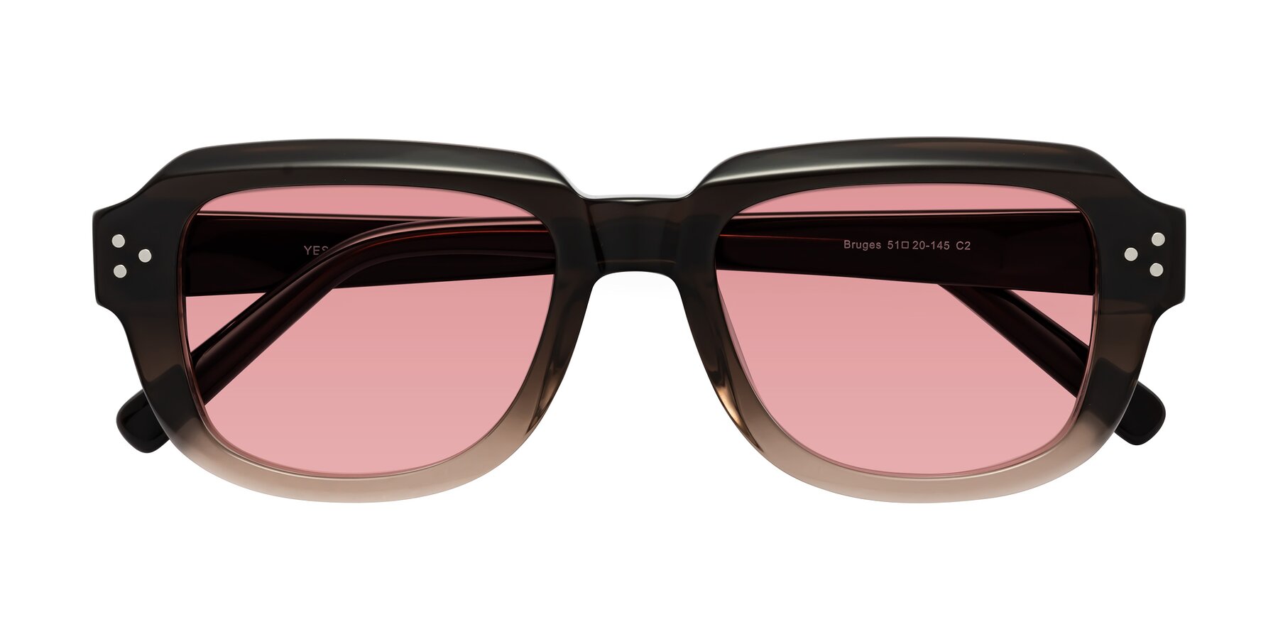 Folded Front of Bruges in Gradient Brown with Medium Garnet Tinted Lenses