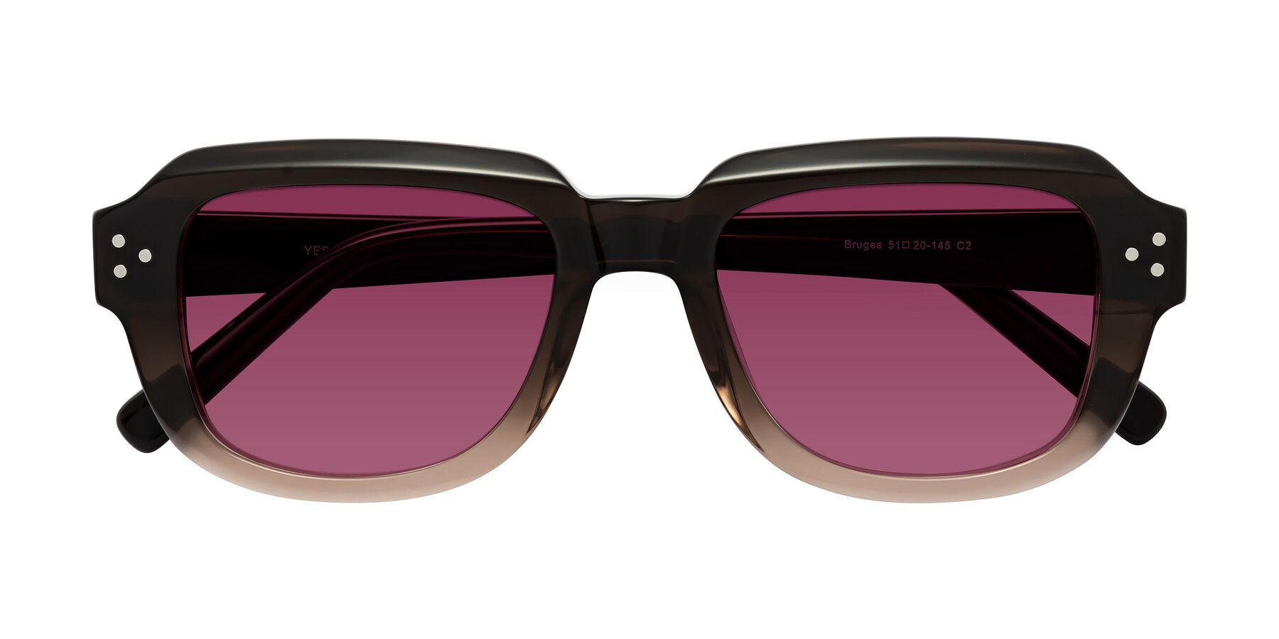 Folded Front of Bruges in Gradient Brown with Wine Tinted Lenses
