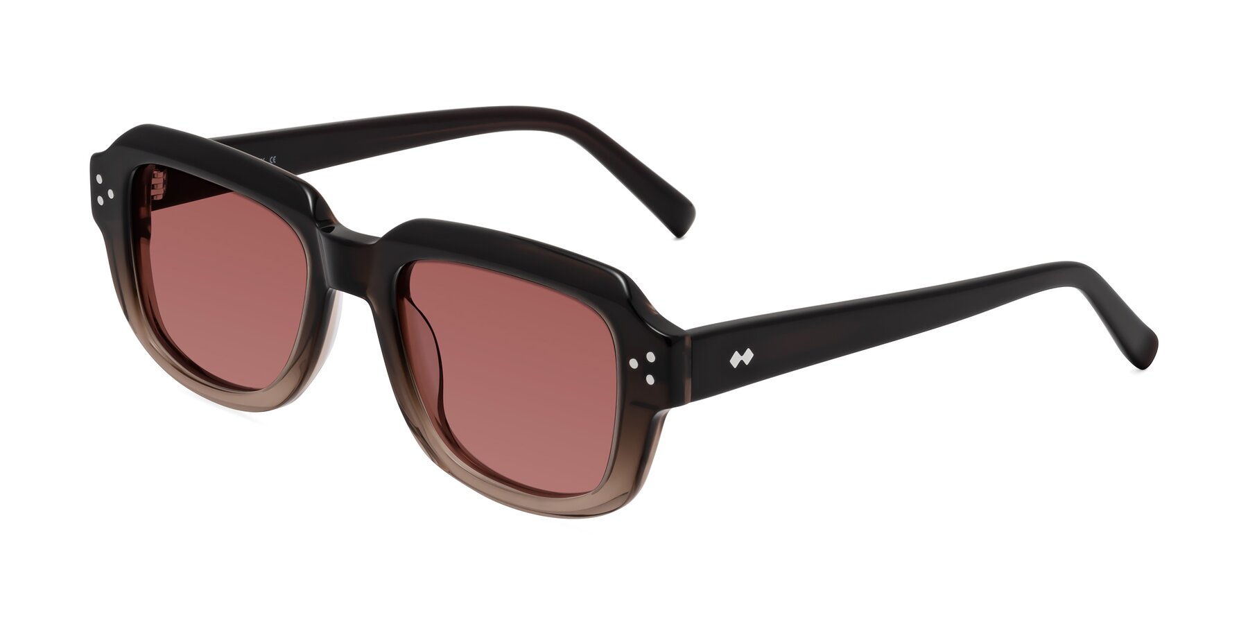 Angle of Bruges in Gradient Brown with Garnet Tinted Lenses