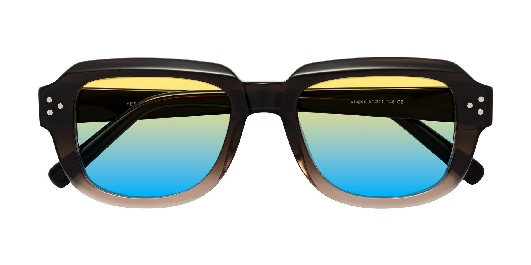 Folded Front of Bruges in Gradient Brown with Yellow / Blue Gradient Lenses