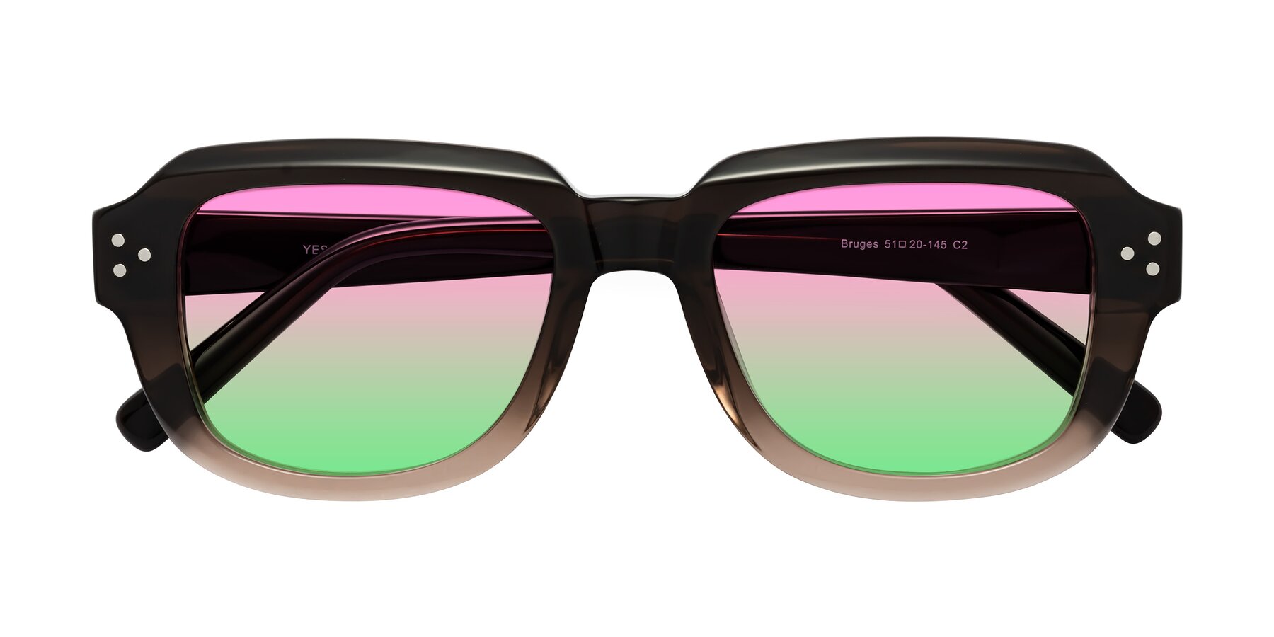 Folded Front of Bruges in Gradient Brown with Pink / Green Gradient Lenses
