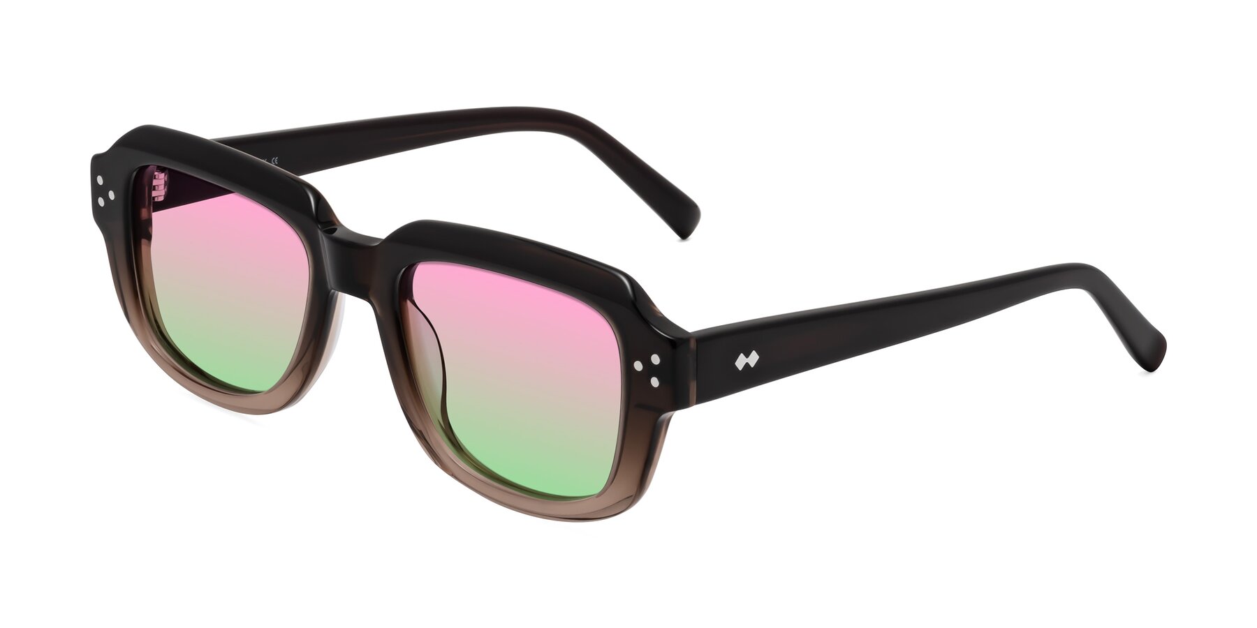 Angle of Bruges in Gradient Brown with Pink / Green Gradient Lenses