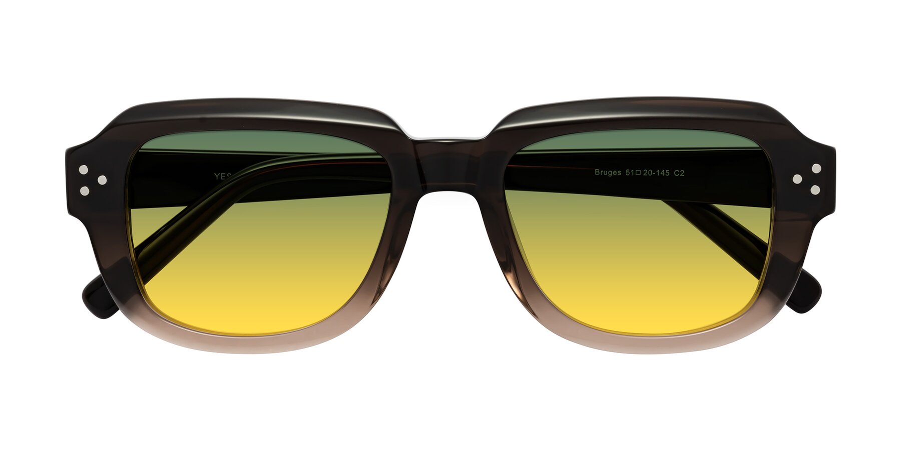 Folded Front of Bruges in Gradient Brown with Green / Yellow Gradient Lenses