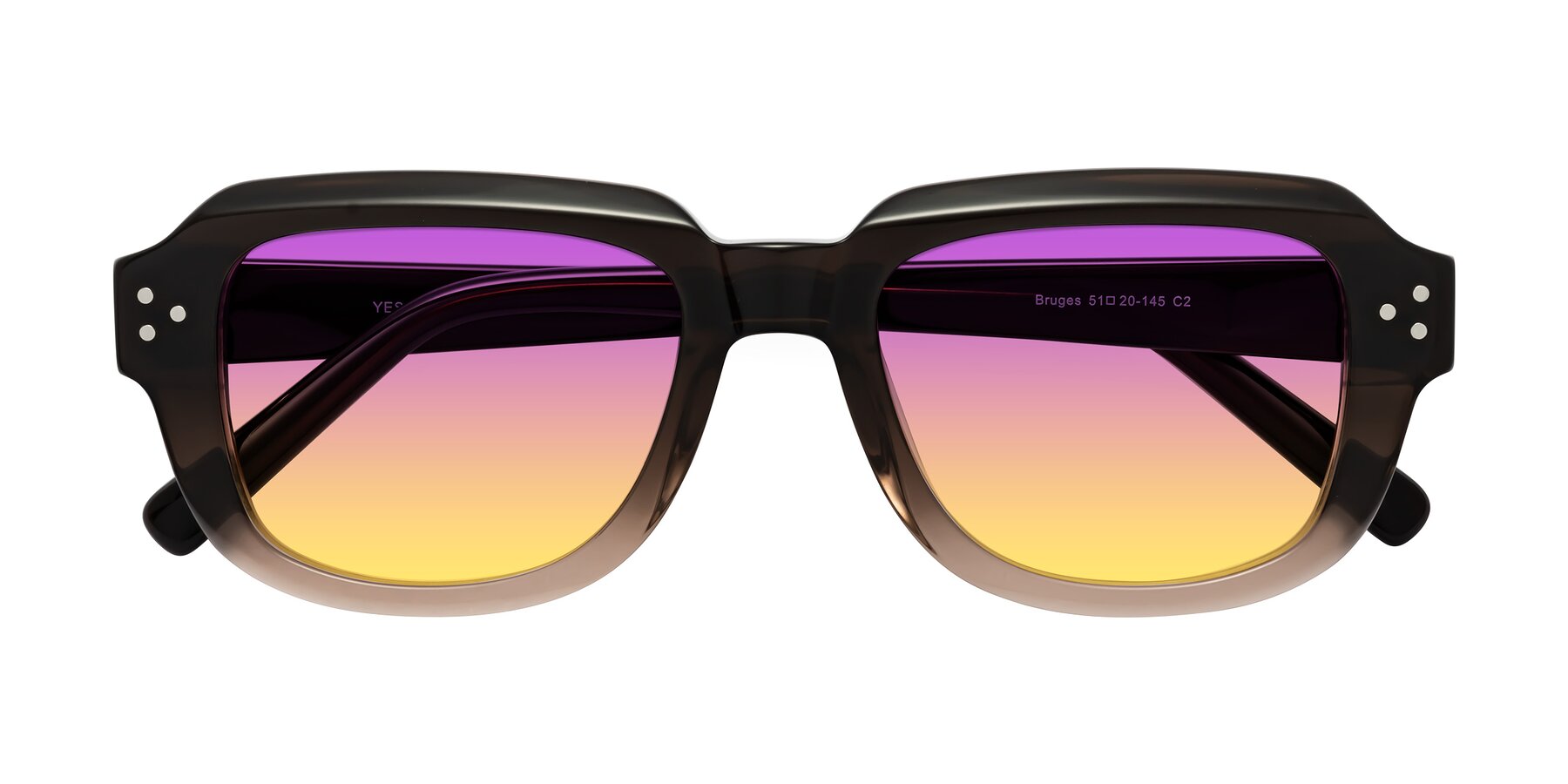 Folded Front of Bruges in Gradient Brown with Purple / Yellow Gradient Lenses