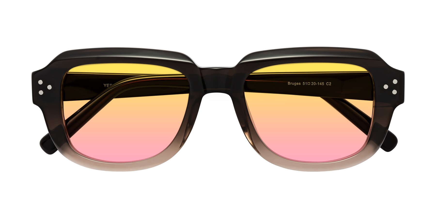 Folded Front of Bruges in Gradient Brown with Yellow / Pink Gradient Lenses