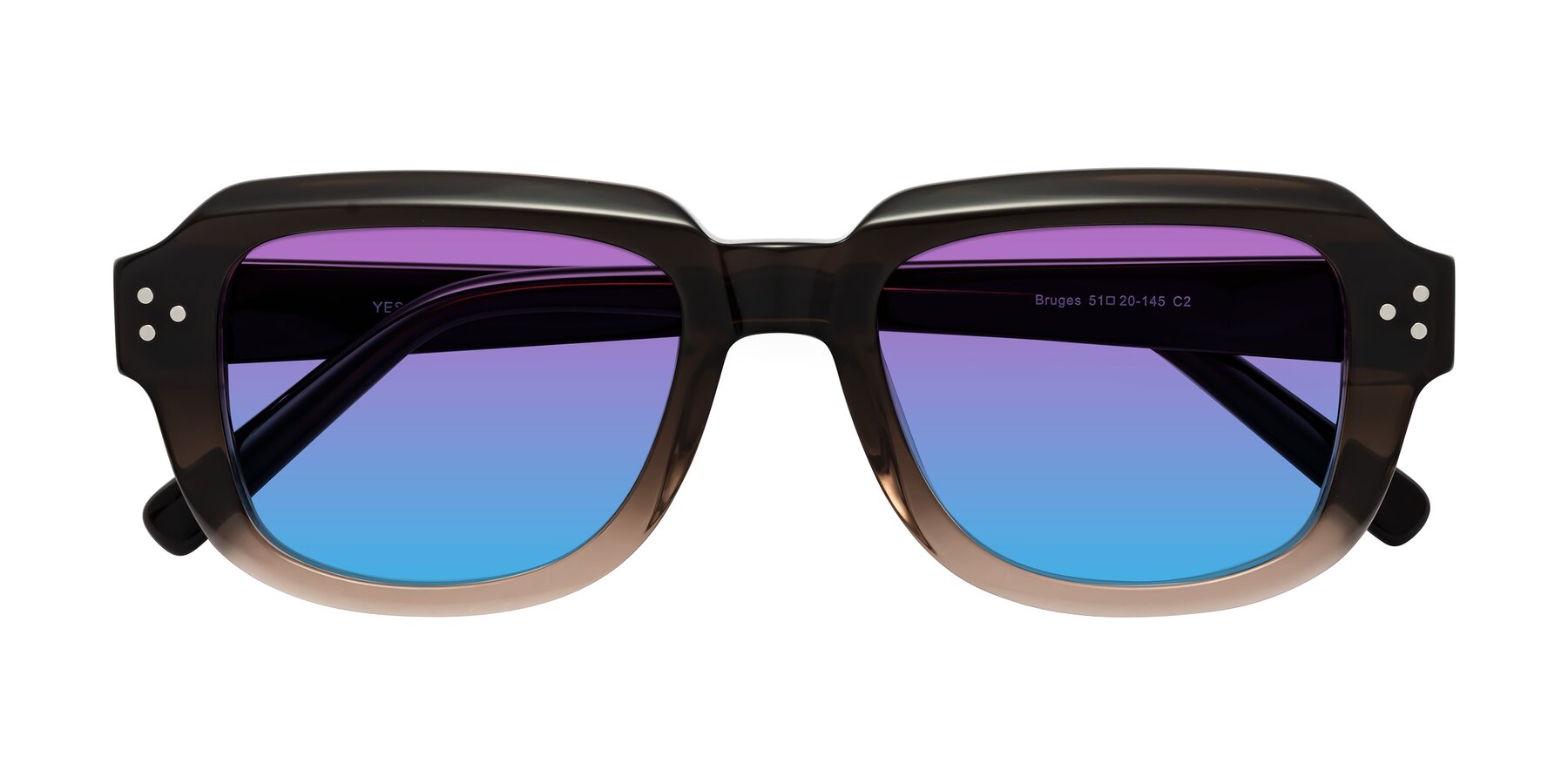 Folded Front of Bruges in Gradient Brown with Purple / Blue Gradient Lenses