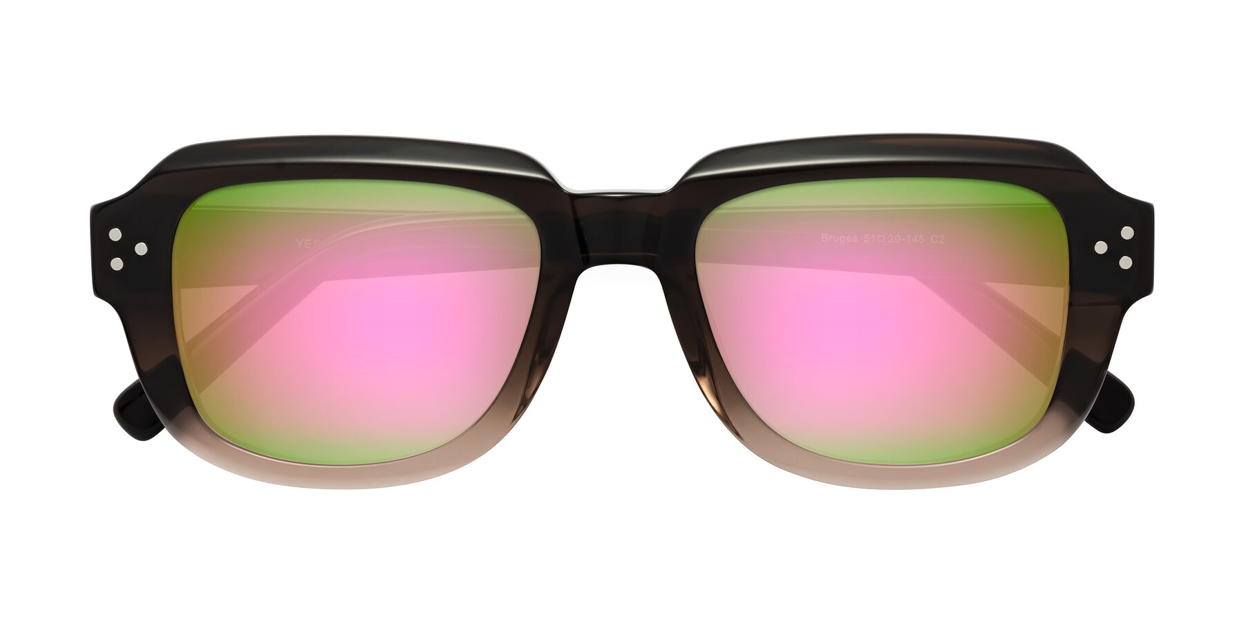 Folded Front of Bruges in Gradient Brown with Pink Mirrored Lenses