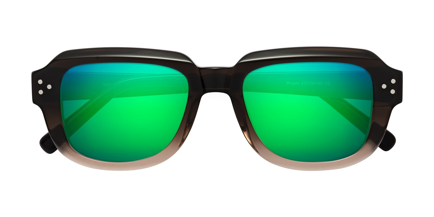 Folded Front of Bruges in Gradient Brown with Green Mirrored Lenses