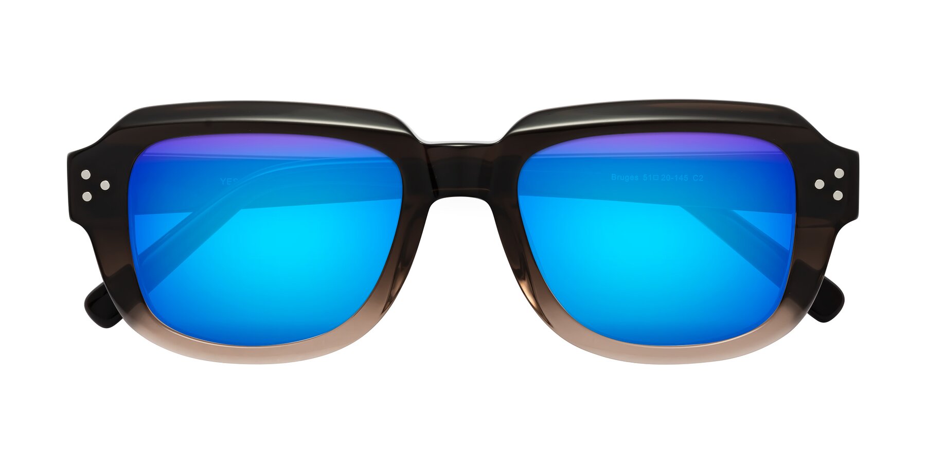 Folded Front of Bruges in Gradient Brown with Blue Mirrored Lenses