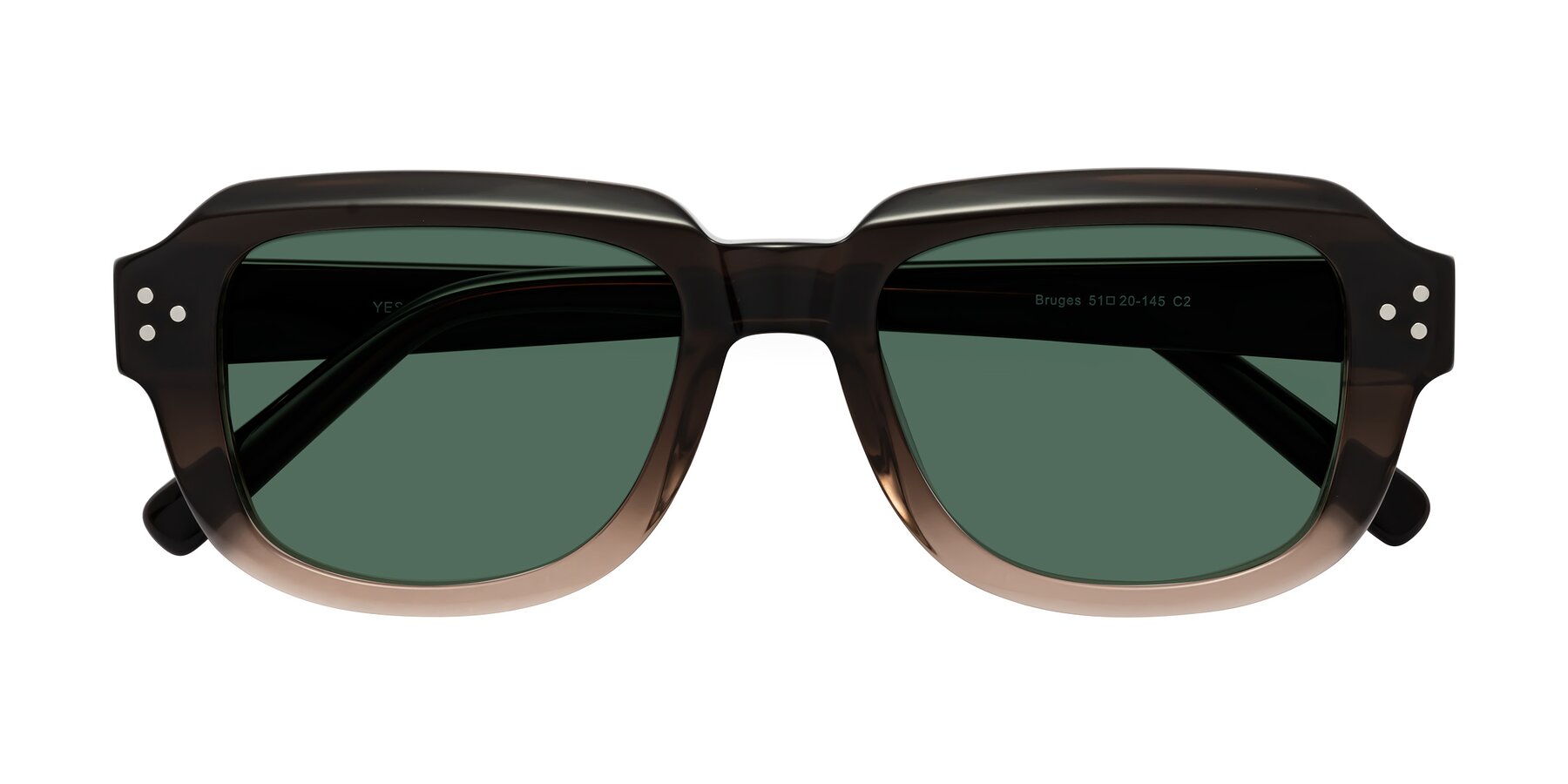 Folded Front of Bruges in Gradient Brown with Green Polarized Lenses