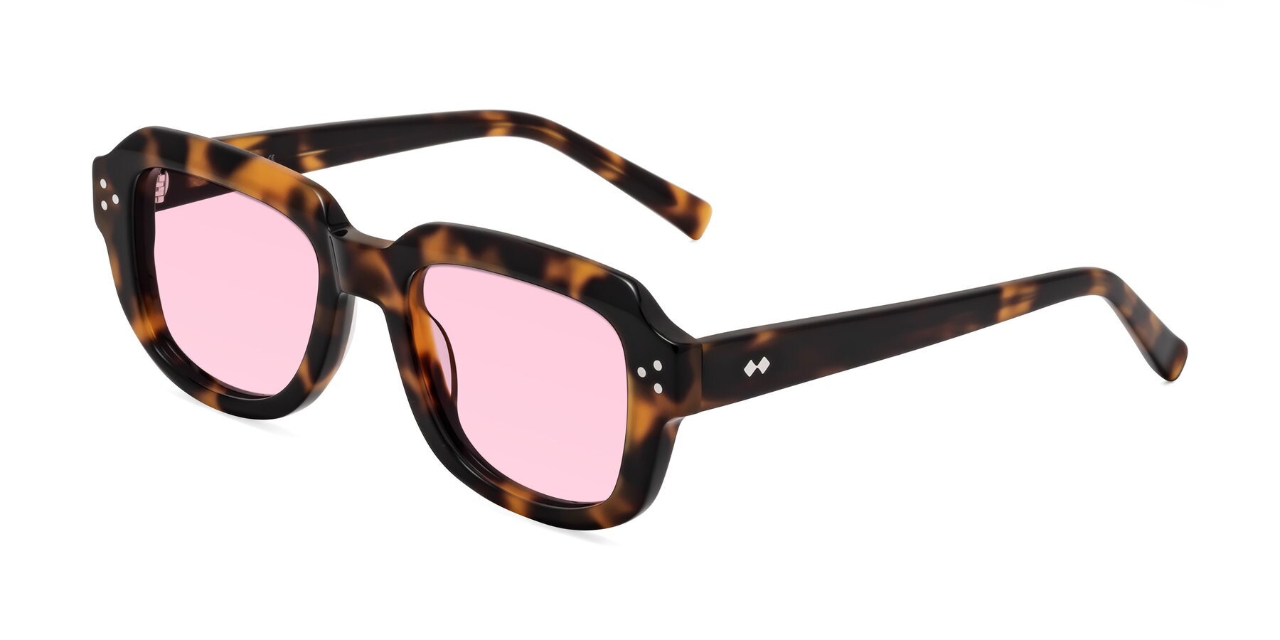 Angle of Bruges in Tortoise with Light Pink Tinted Lenses