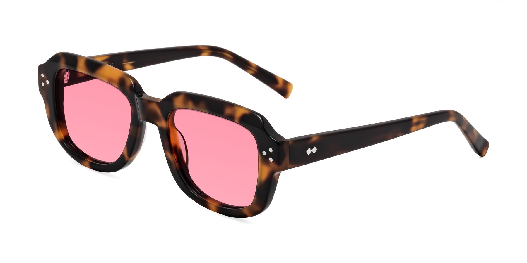 Angle of Bruges in Tortoise with Pink Tinted Lenses