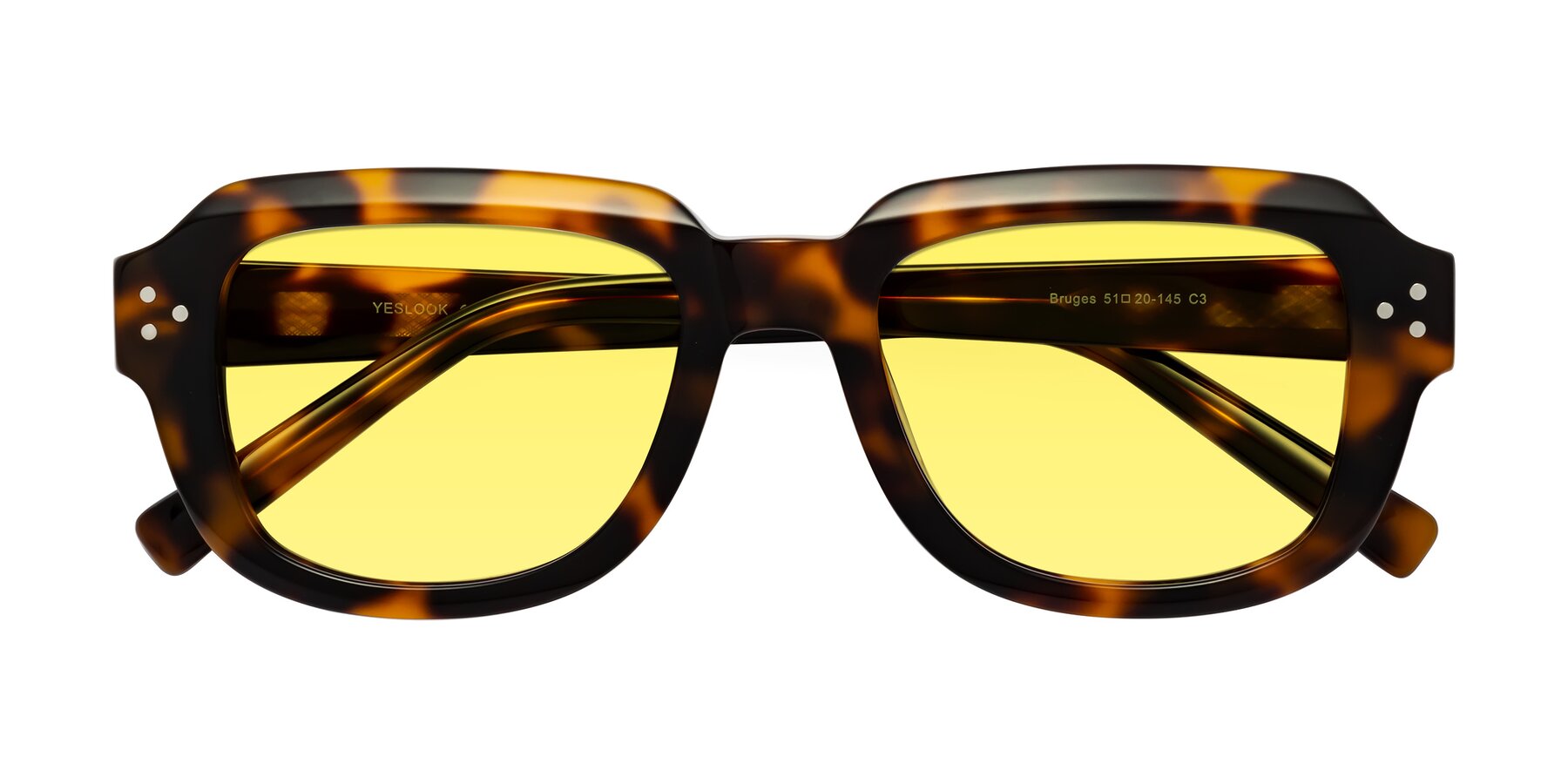 Folded Front of Bruges in Tortoise with Medium Yellow Tinted Lenses