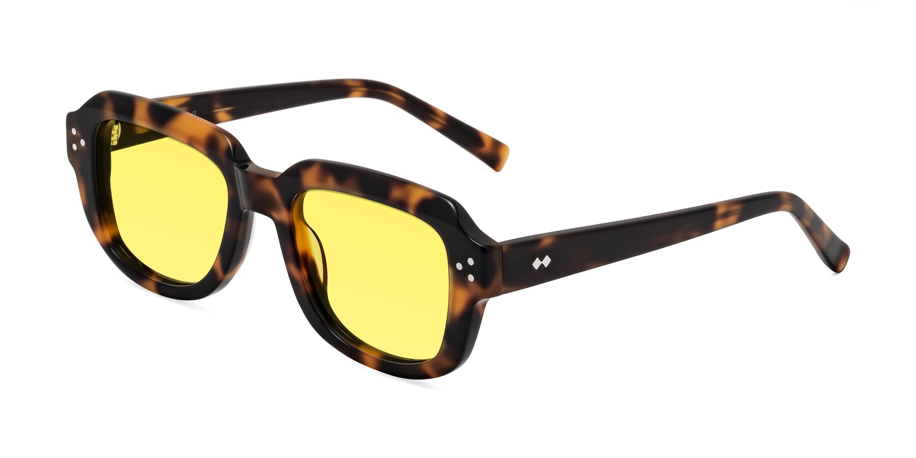 Angle of Bruges in Tortoise with Medium Yellow Tinted Lenses