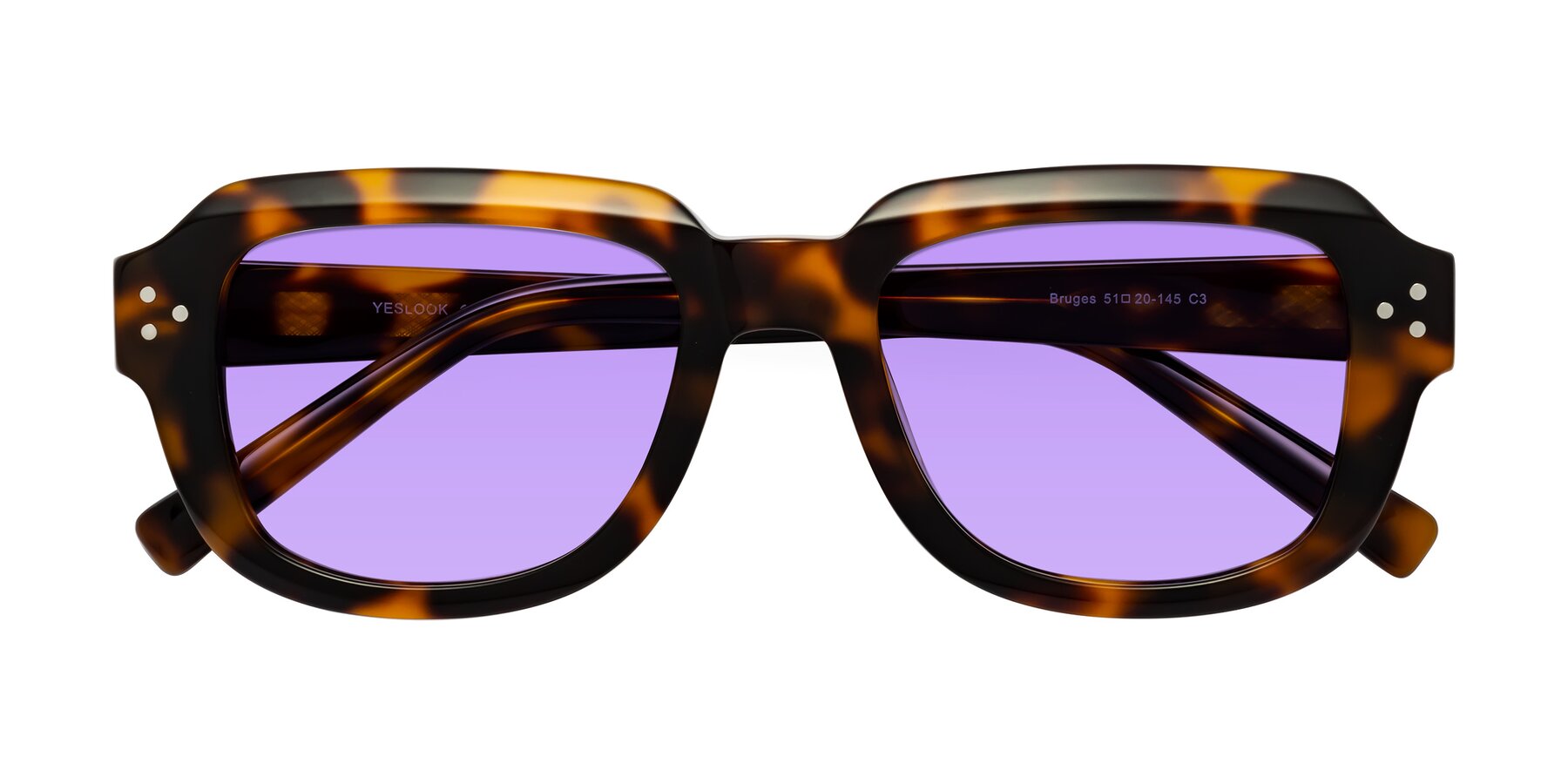Folded Front of Bruges in Tortoise with Medium Purple Tinted Lenses