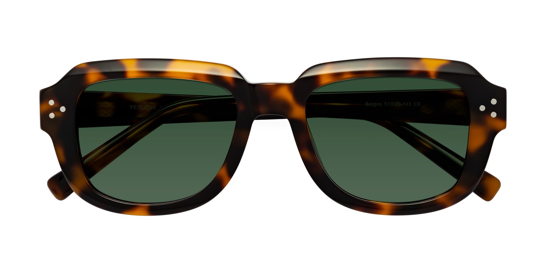 Folded Front of Bruges in Tortoise with Green Tinted Lenses