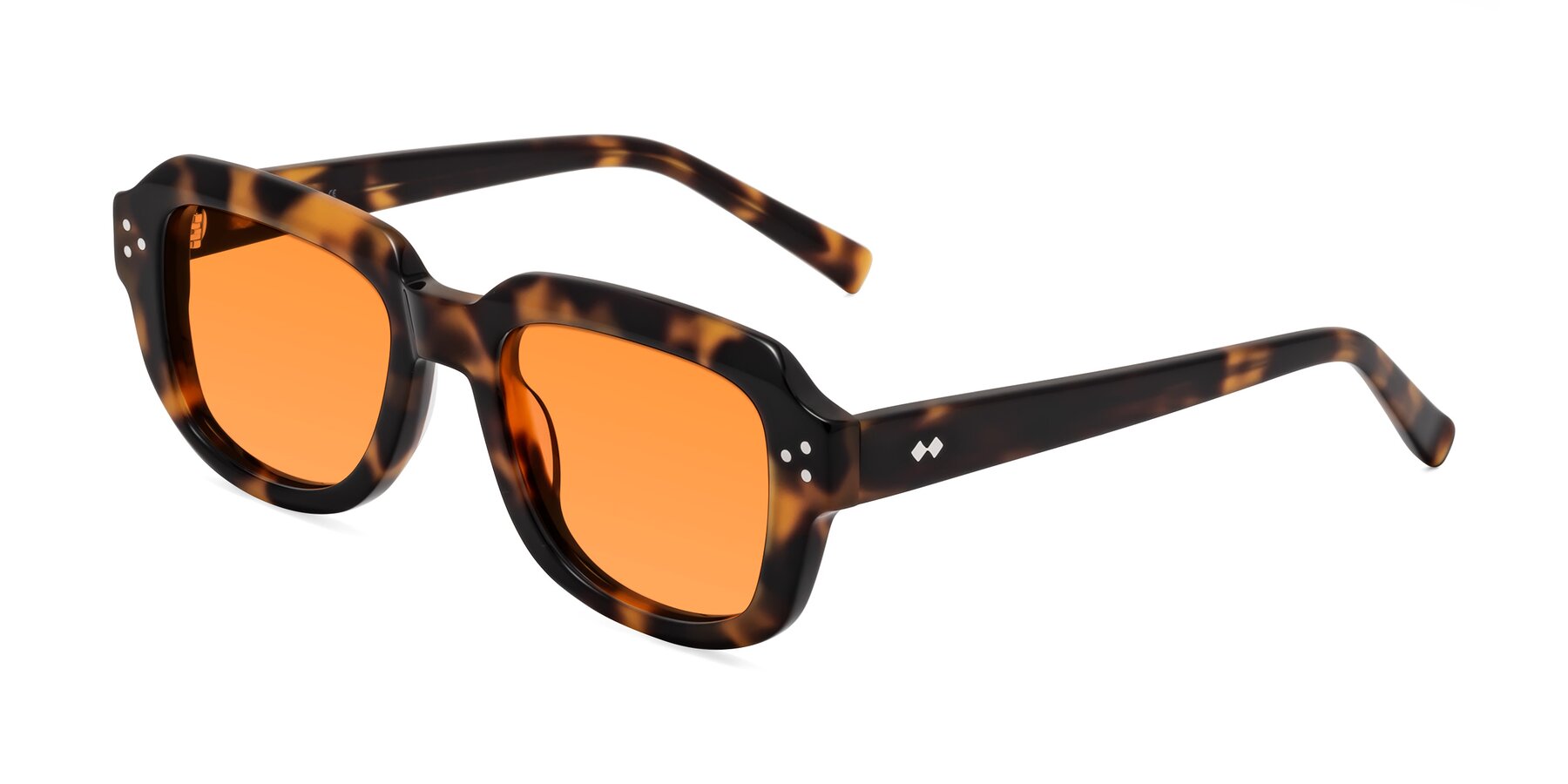 Angle of Bruges in Tortoise with Orange Tinted Lenses