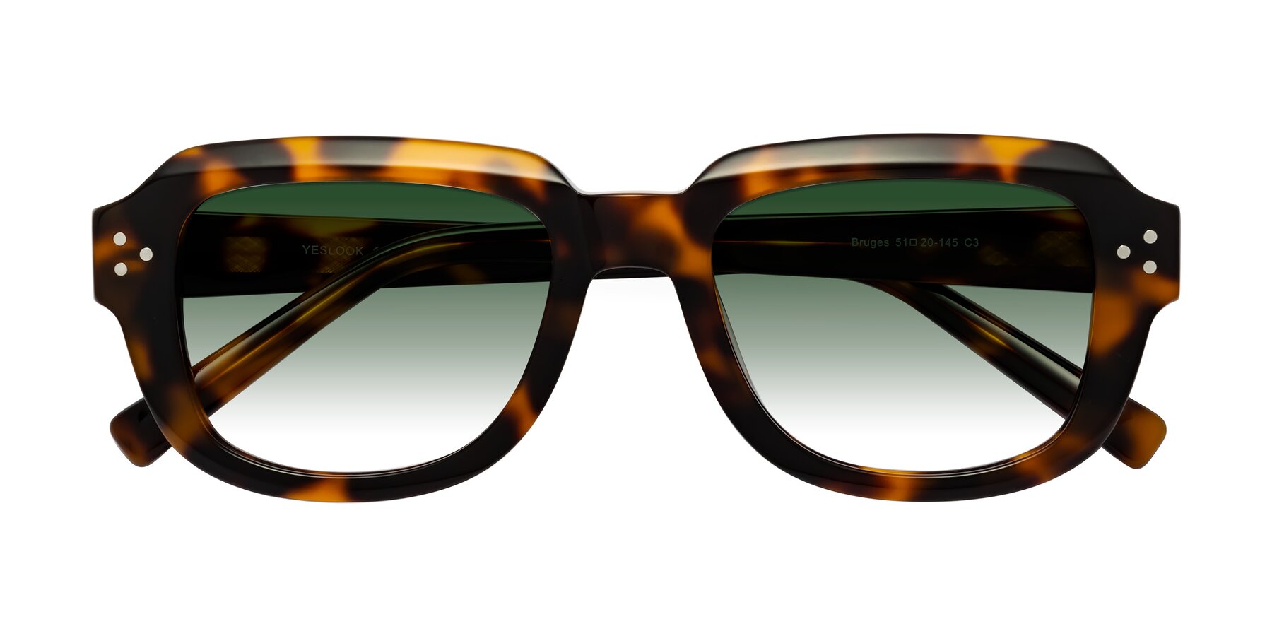 Folded Front of Bruges in Tortoise with Green Gradient Lenses