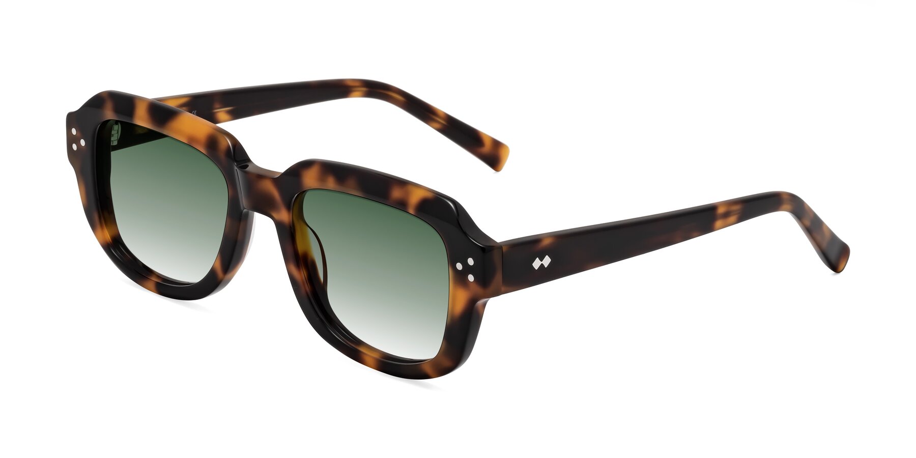 Angle of Bruges in Tortoise with Green Gradient Lenses