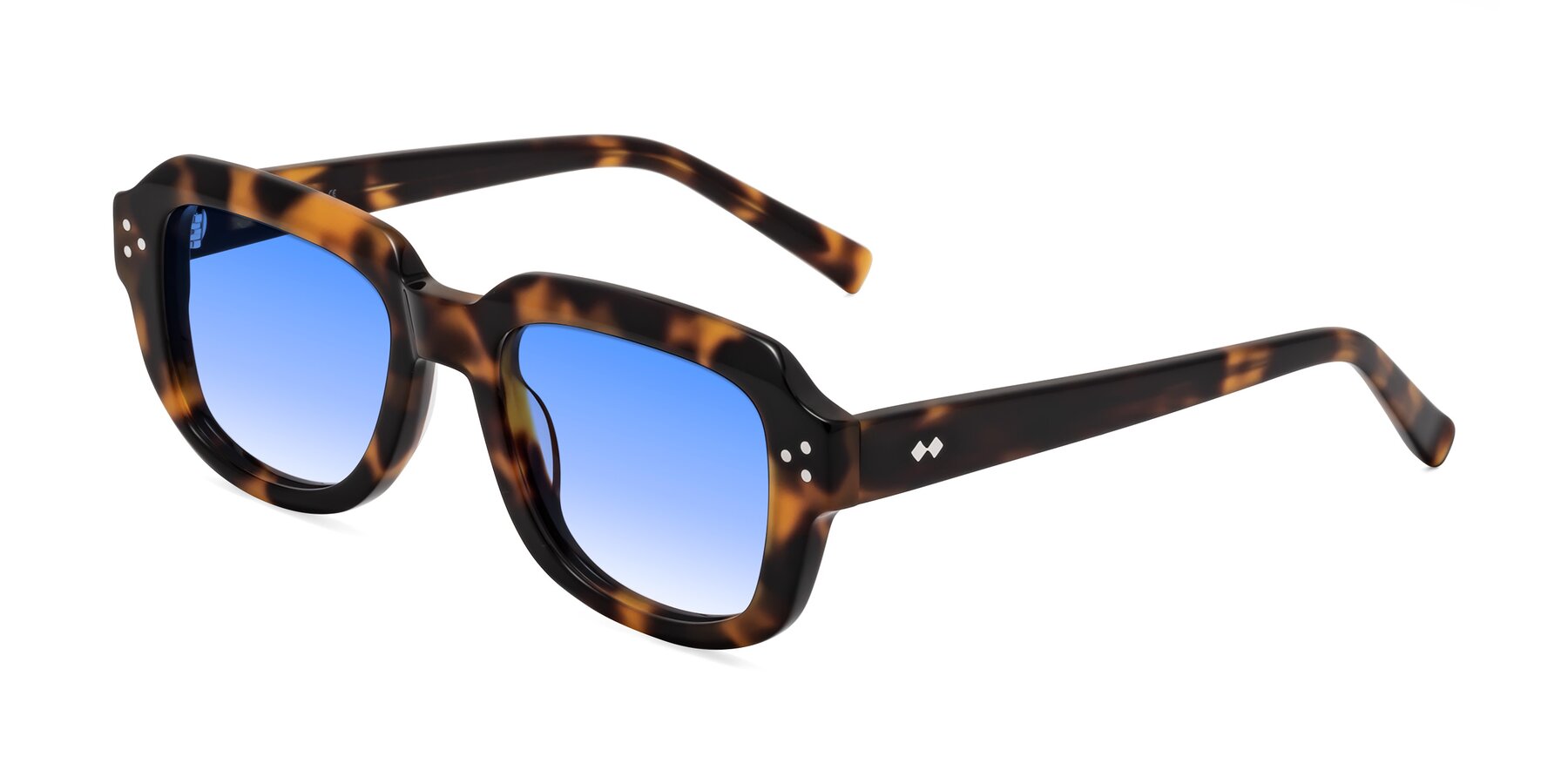 Angle of Bruges in Tortoise with Blue Gradient Lenses