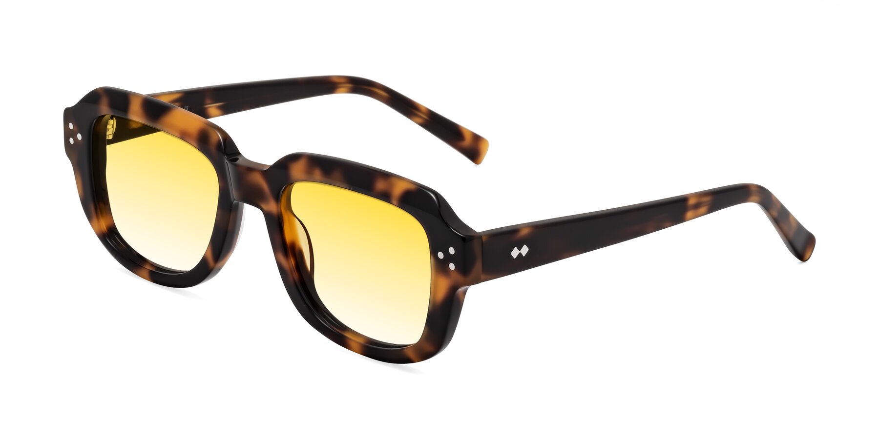 Angle of Bruges in Tortoise with Yellow Gradient Lenses