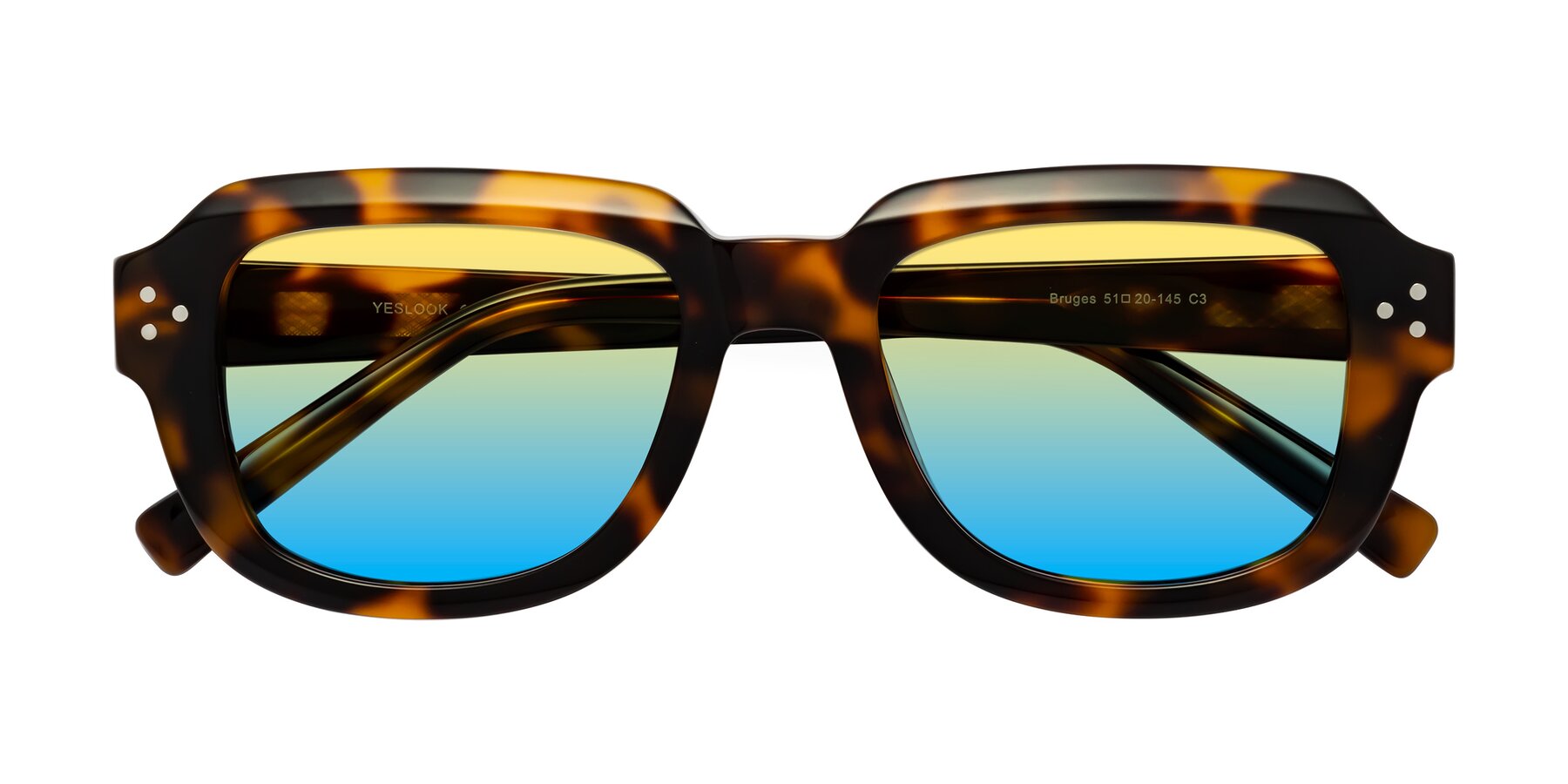 Folded Front of Bruges in Tortoise with Yellow / Blue Gradient Lenses