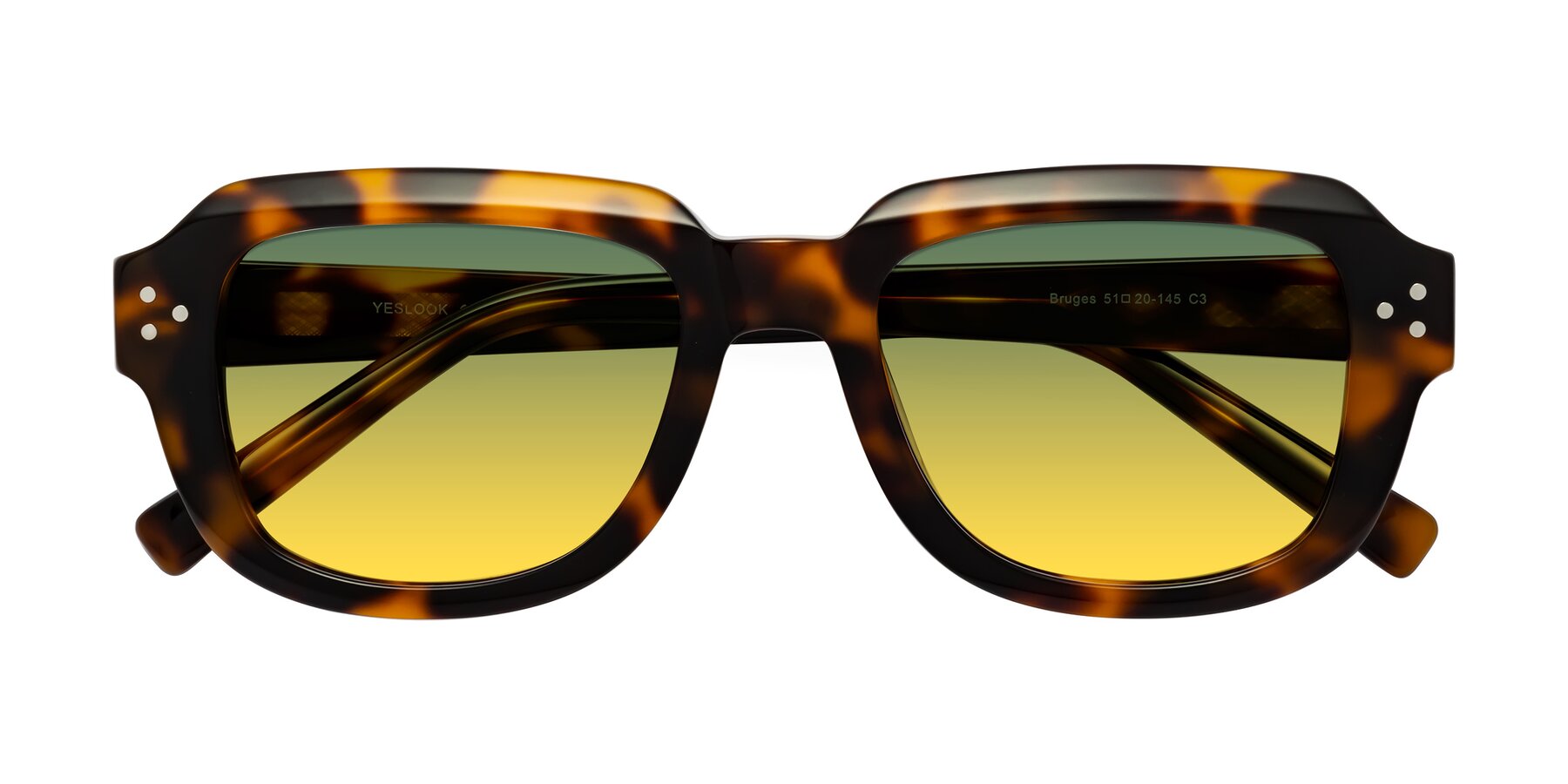 Folded Front of Bruges in Tortoise with Green / Yellow Gradient Lenses