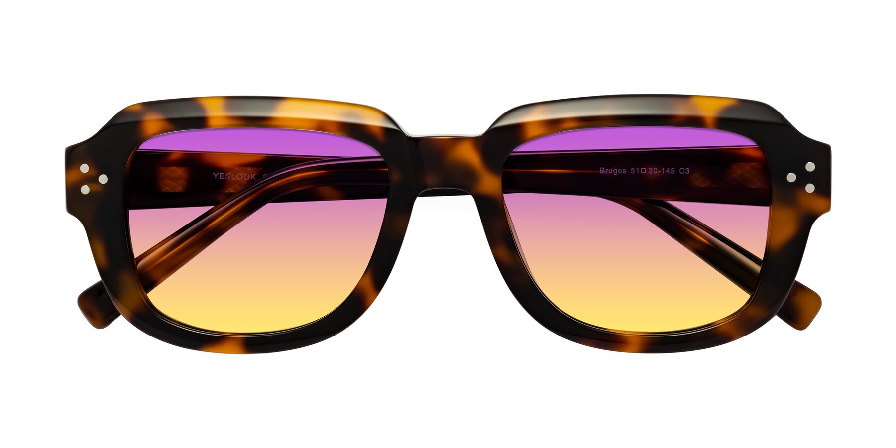 Folded Front of Bruges in Tortoise with Purple / Yellow Gradient Lenses