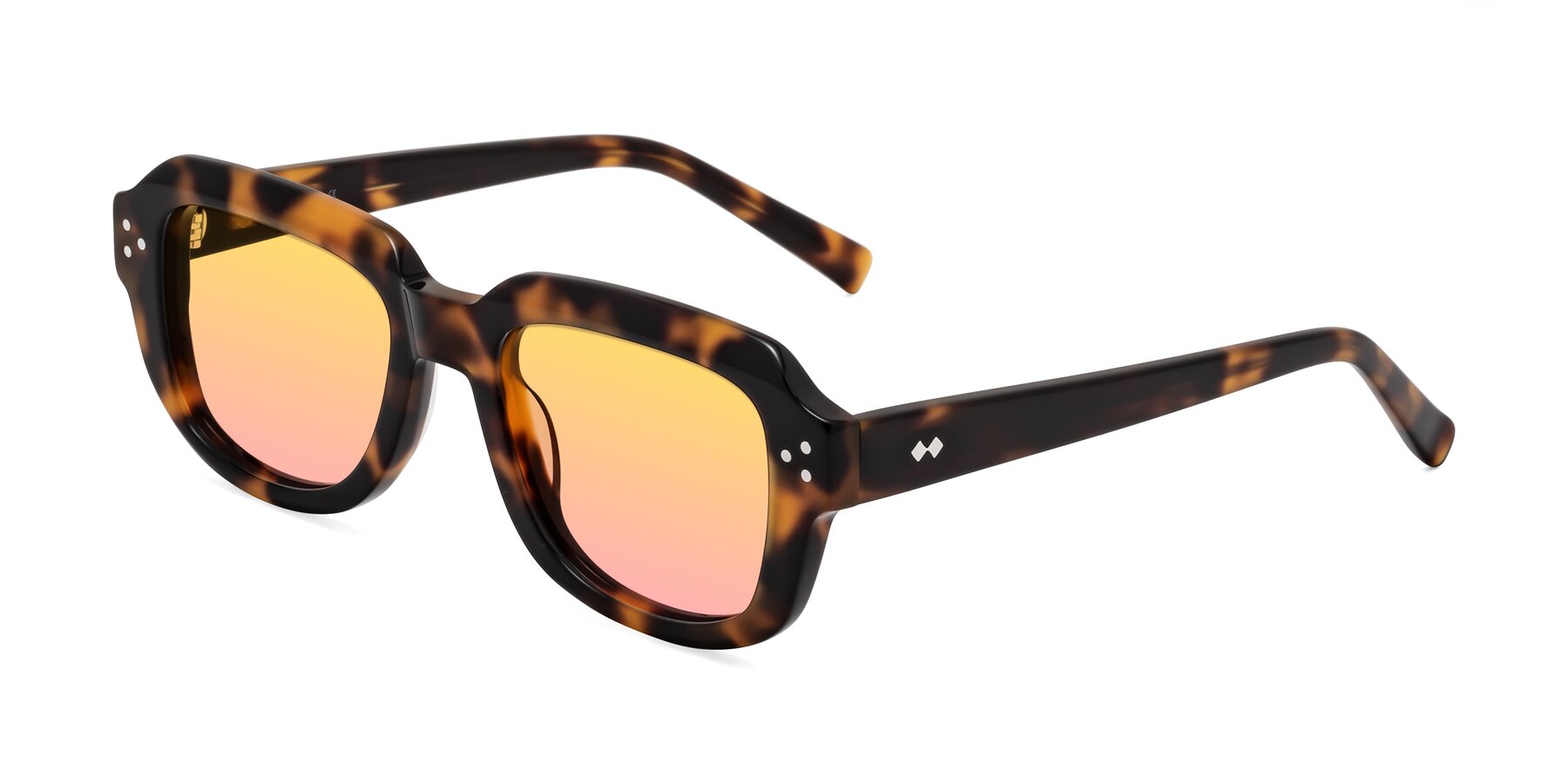 Angle of Bruges in Tortoise with Yellow / Pink Gradient Lenses