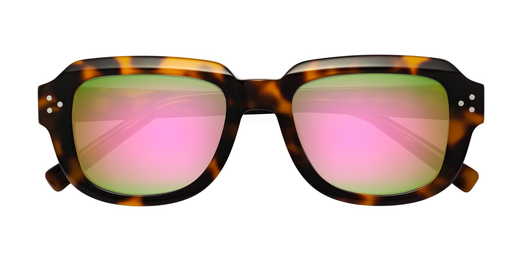 Folded Front of Bruges in Tortoise with Pink Mirrored Lenses
