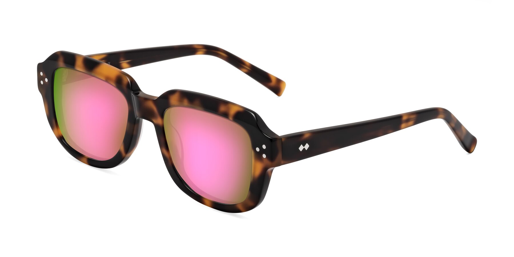 Angle of Bruges in Tortoise with Pink Mirrored Lenses