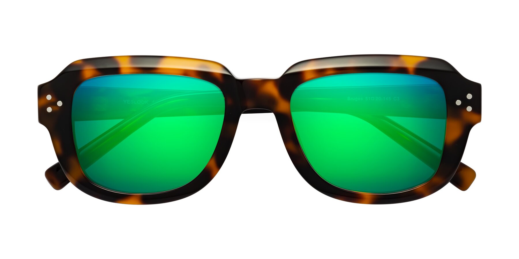 Folded Front of Bruges in Tortoise with Green Mirrored Lenses