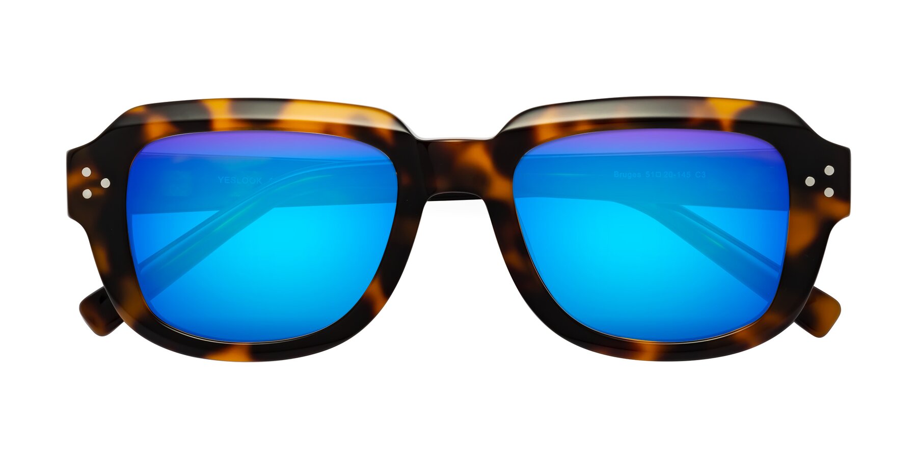 Folded Front of Bruges in Tortoise with Blue Mirrored Lenses