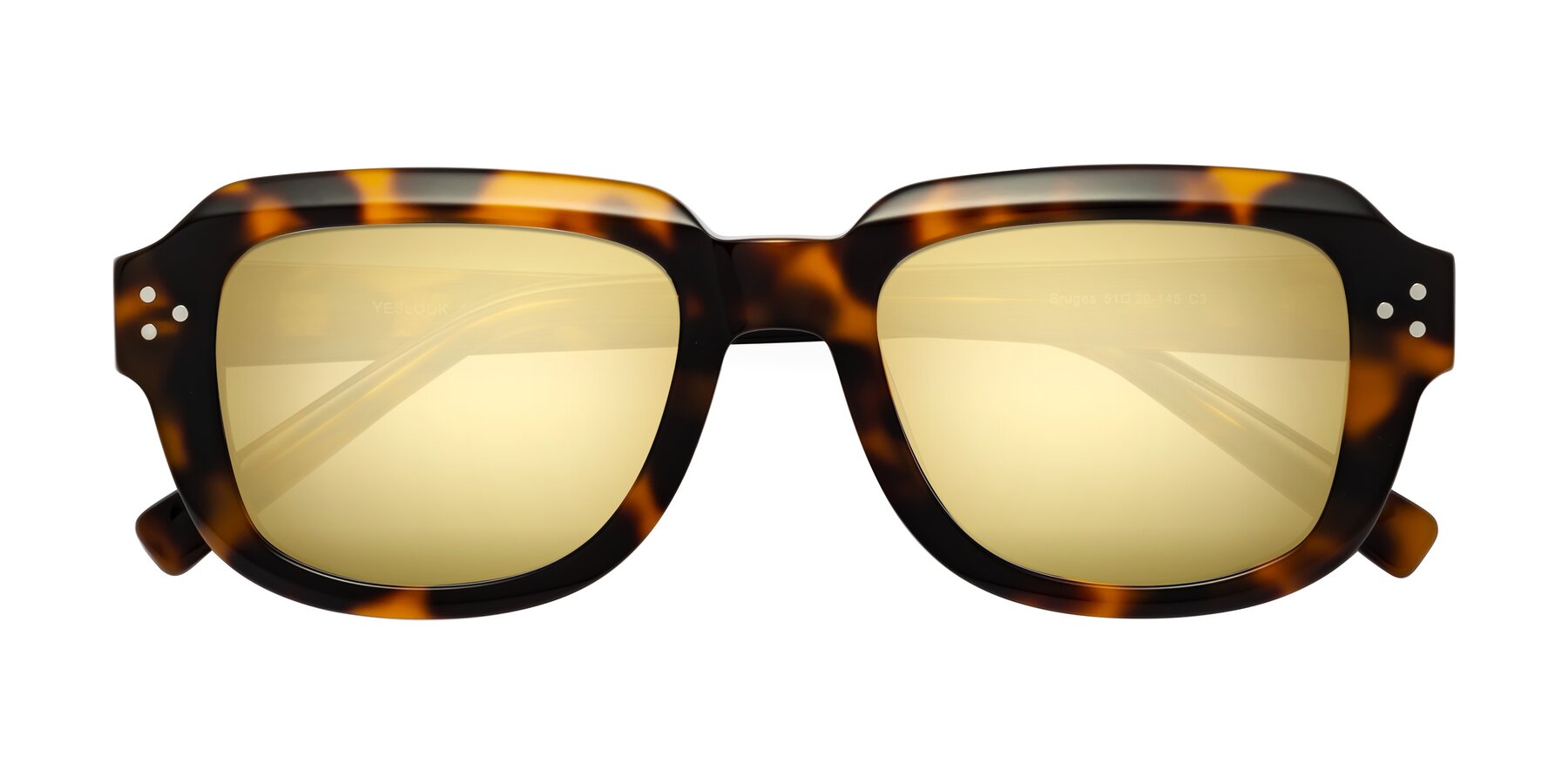 Folded Front of Bruges in Tortoise with Gold Mirrored Lenses