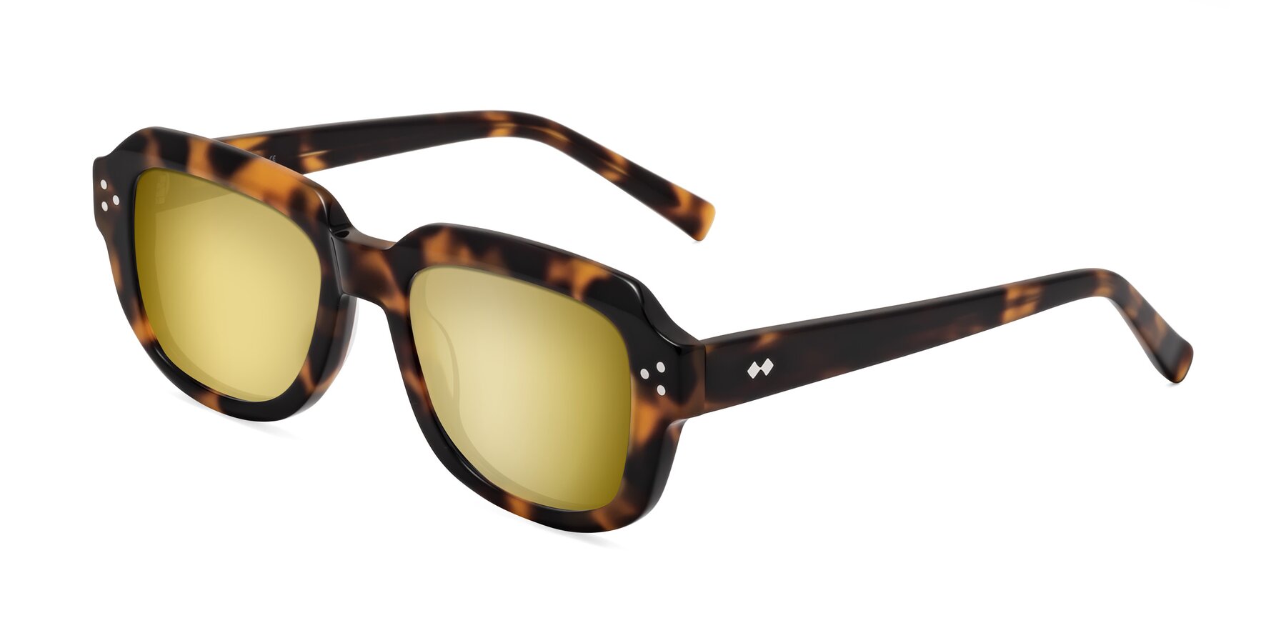 Angle of Bruges in Tortoise with Gold Mirrored Lenses