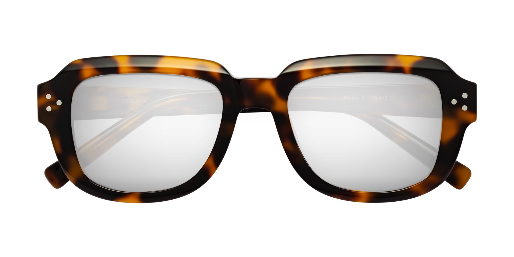 Folded Front of Bruges in Tortoise with Silver Mirrored Lenses