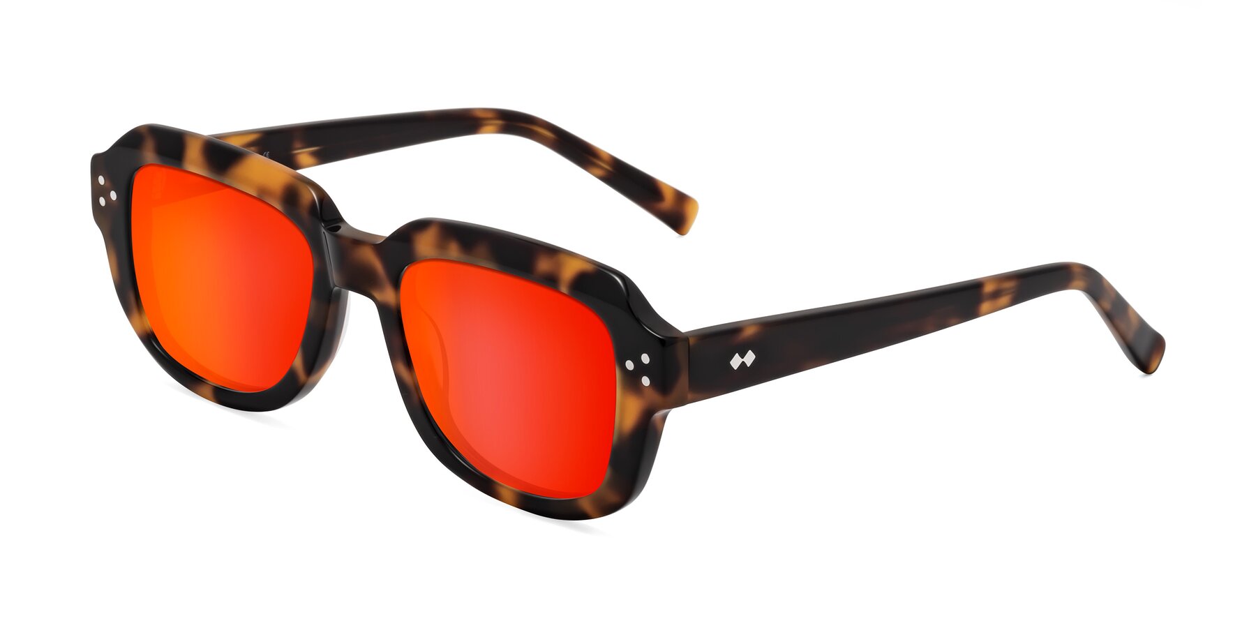 Angle of Bruges in Tortoise with Red Gold Mirrored Lenses