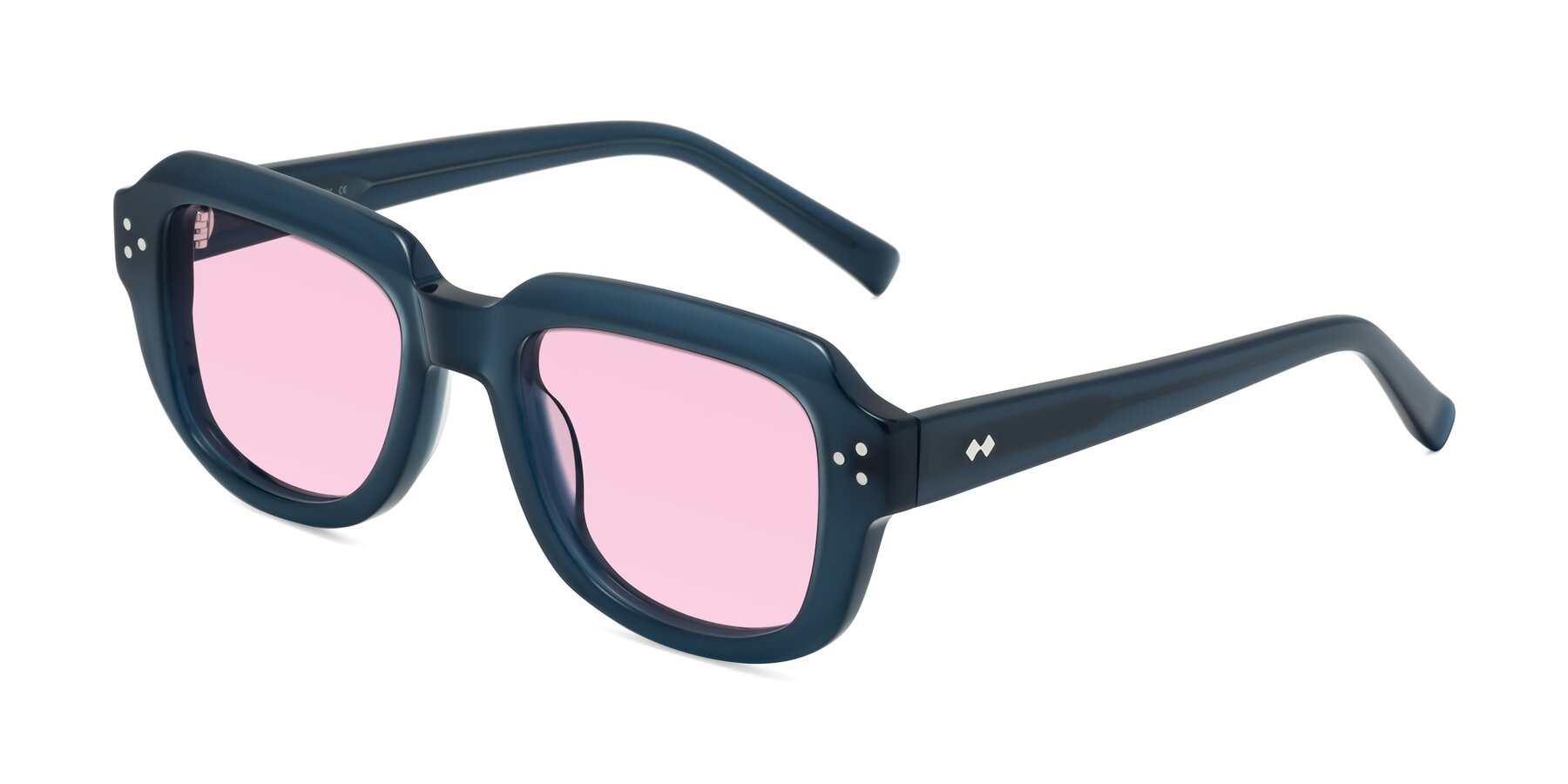Angle of Bruges in Blue with Light Pink Tinted Lenses